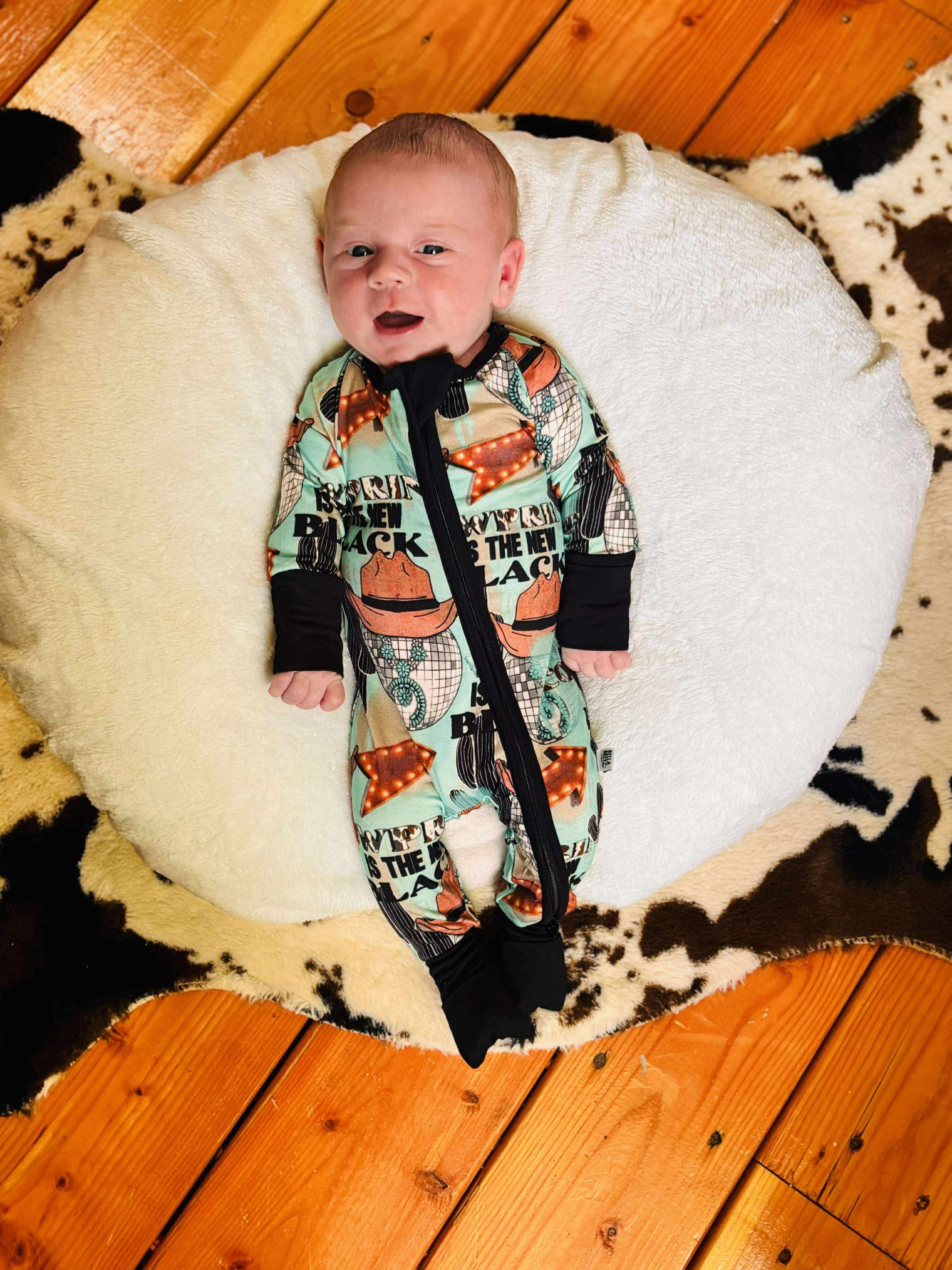 12/18 Months Cow Print is the New Black Bamboo Sleeper (FINAL SALE)