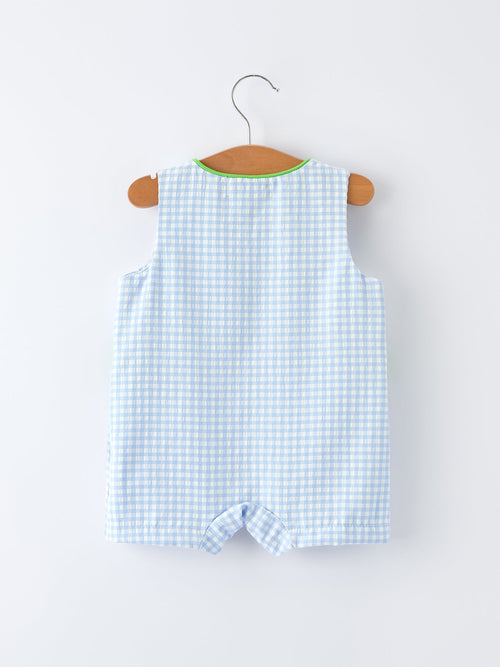 Baby Boys Summer Crocodile Embroidered Smocked Romper