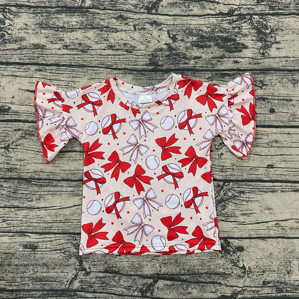 Baseball bows ruffle top