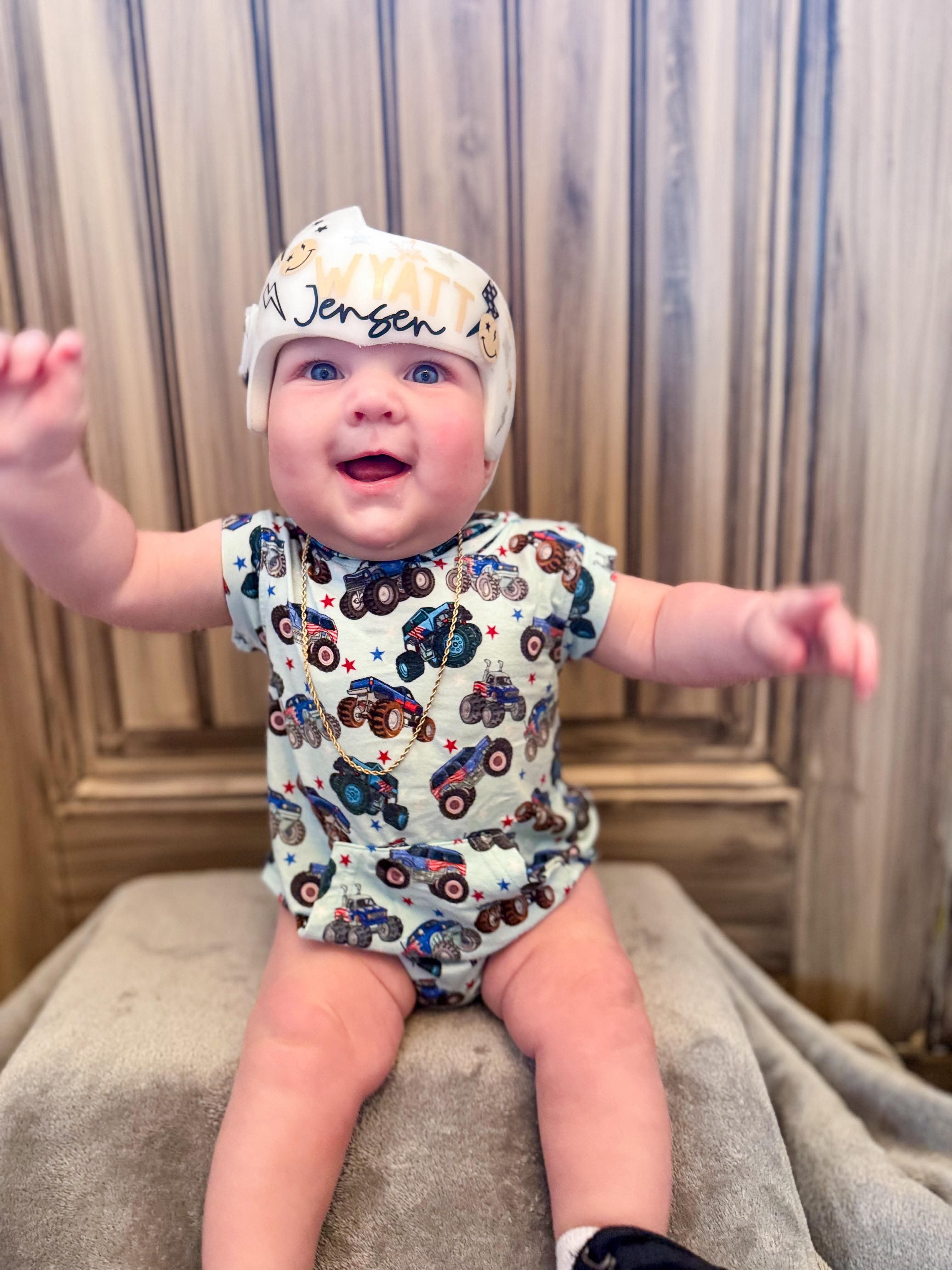 Red, White & Vrooooom Hooded Bamboo Romper (FINAL SALE)
