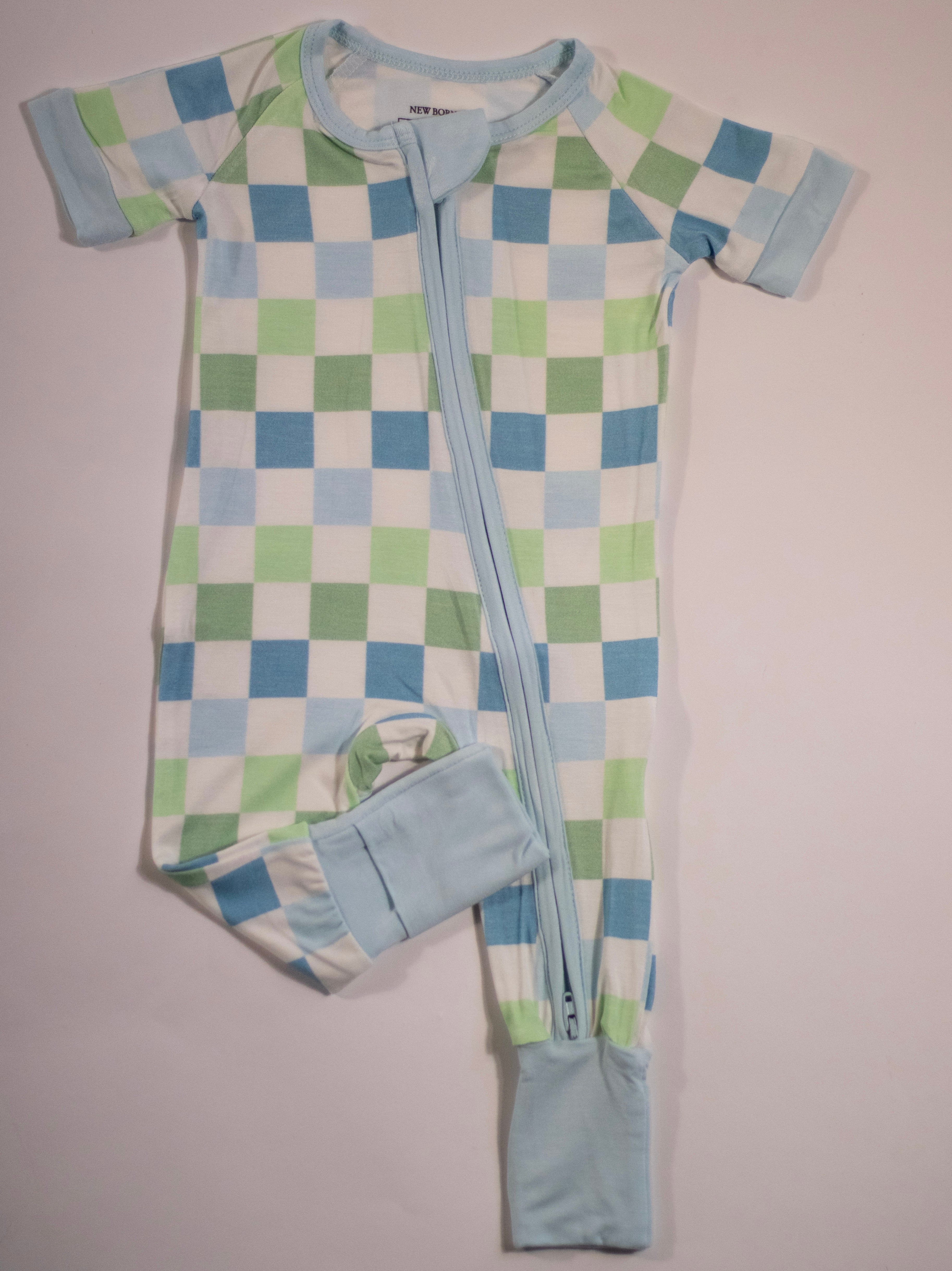 Ocean Checks Bamboo Short Sleeve Sleeper (FINAL SALE)