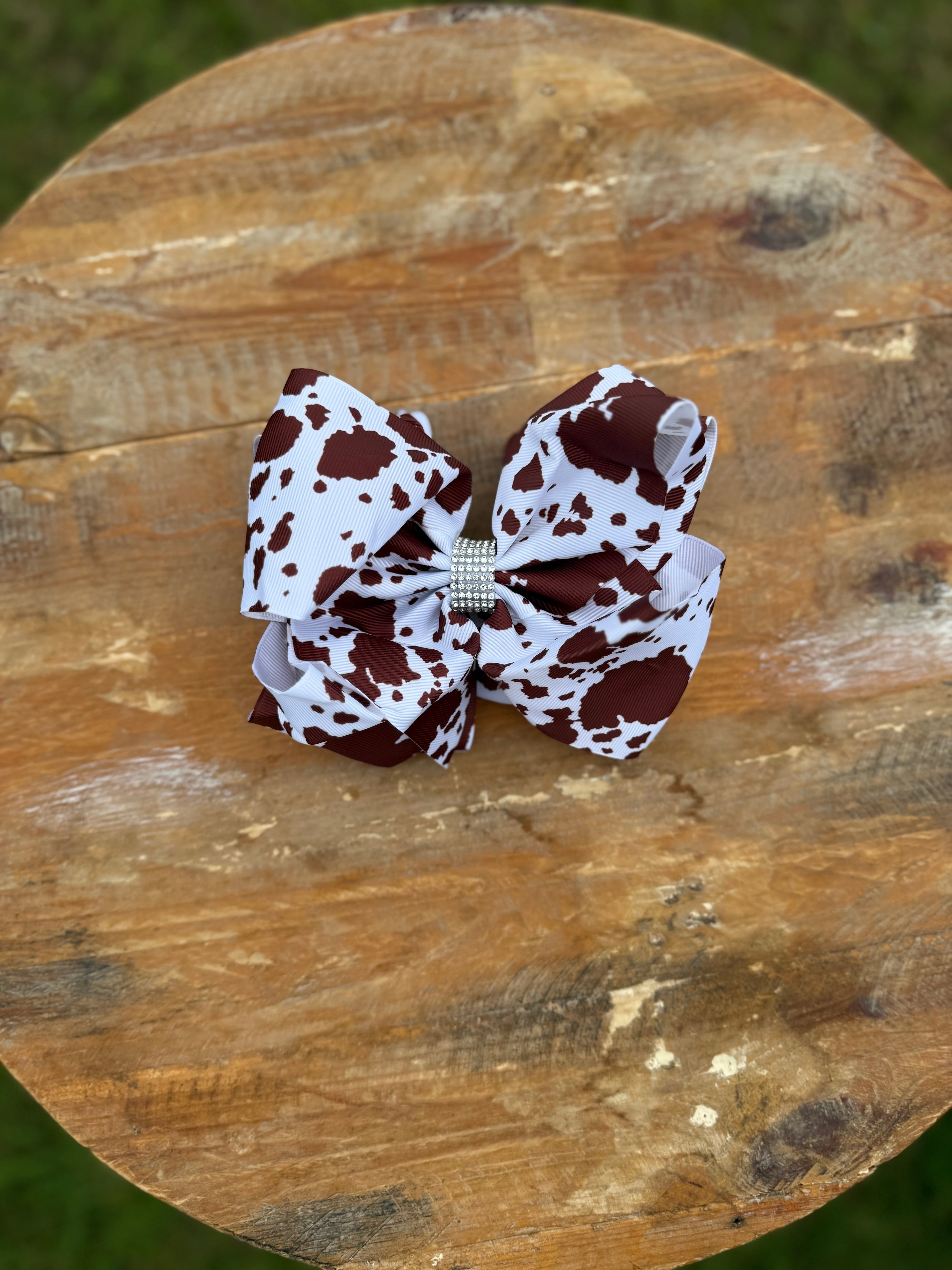 Printed 7.5 inch bedazzled hair bows