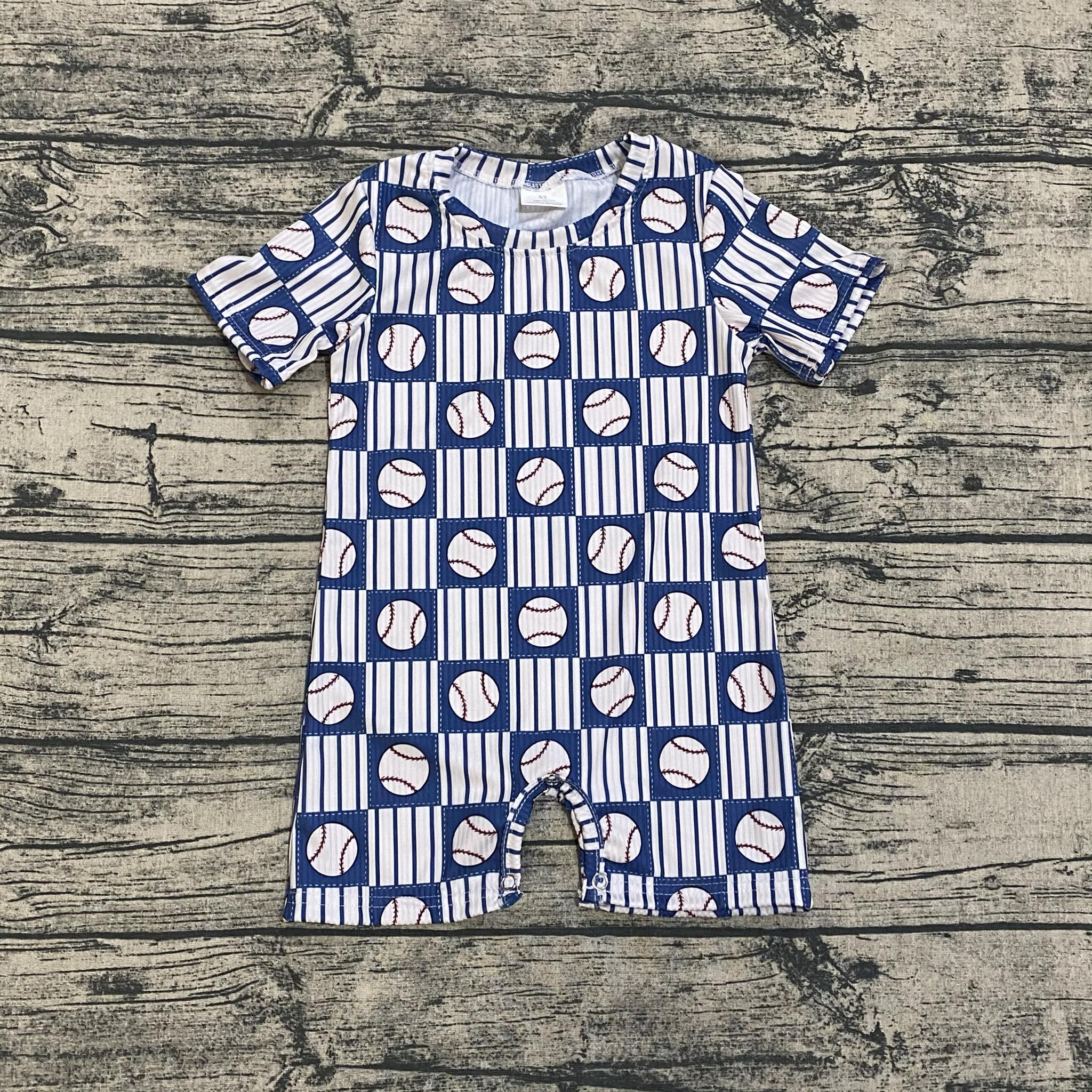 Baseball ribbed material boy romper