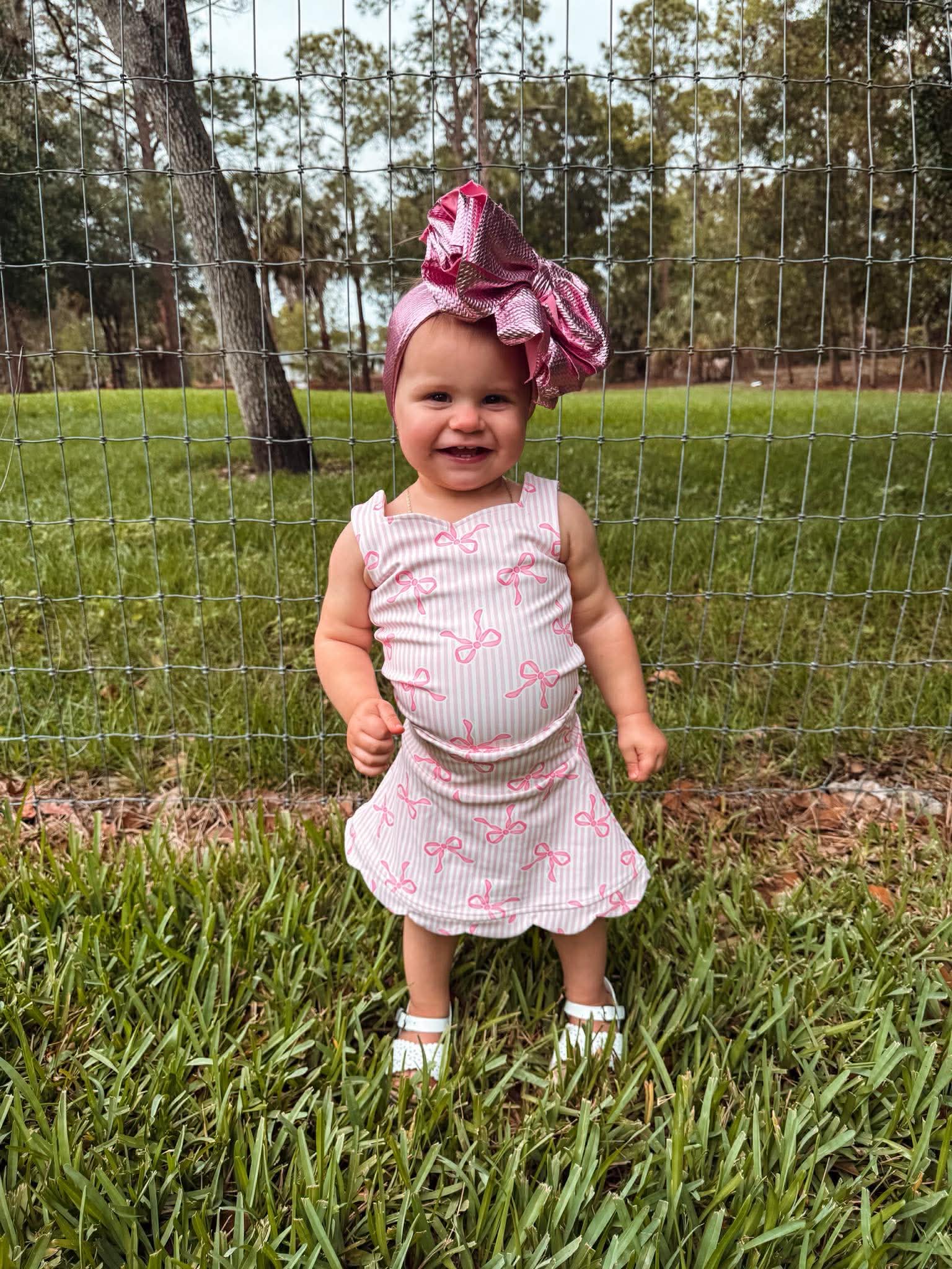 Pink Bow Babe Yoga Skirt Set