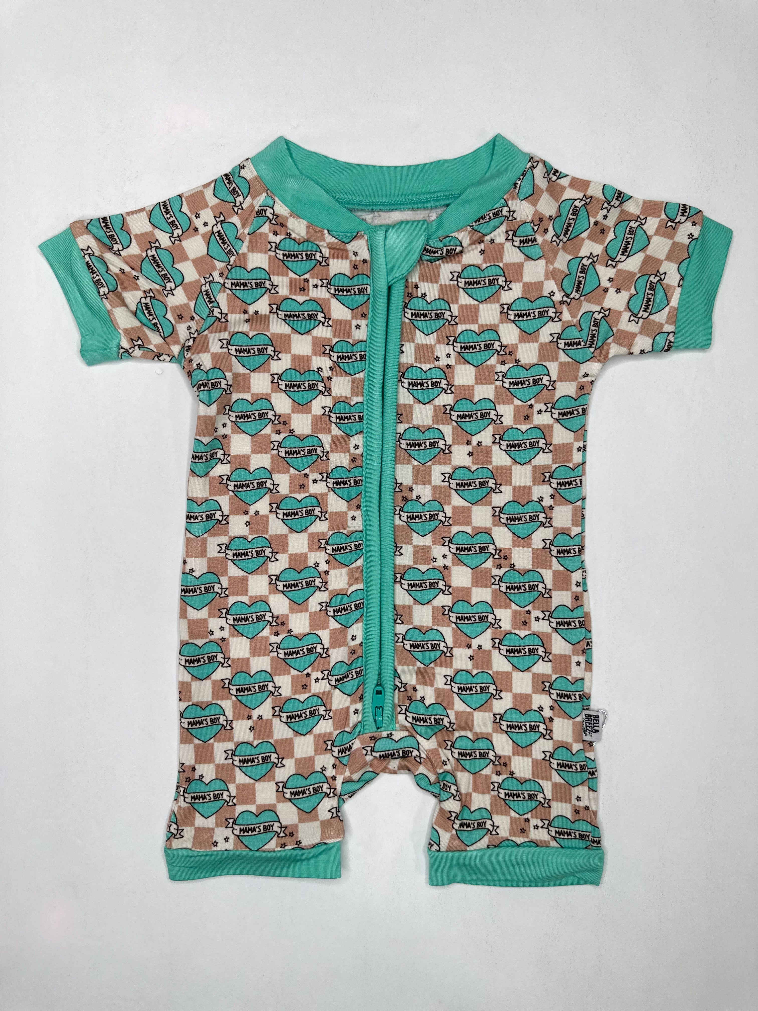 Checkered Mama's Boy Bamboo Shortie Romper (FINAL SALE)