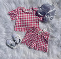 Dark Pink Plaid Set
