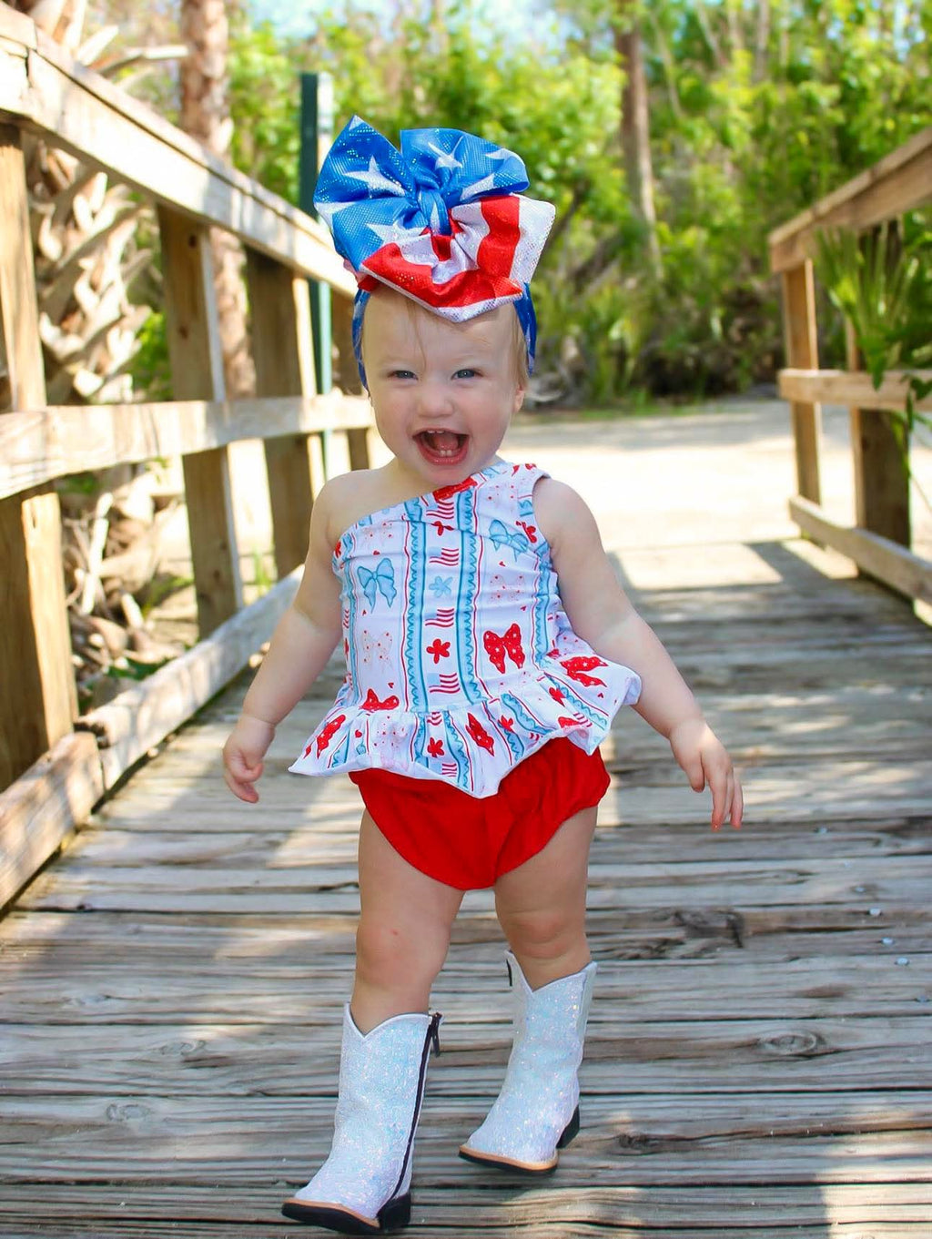 USA Bow Babe One Shoulder Top