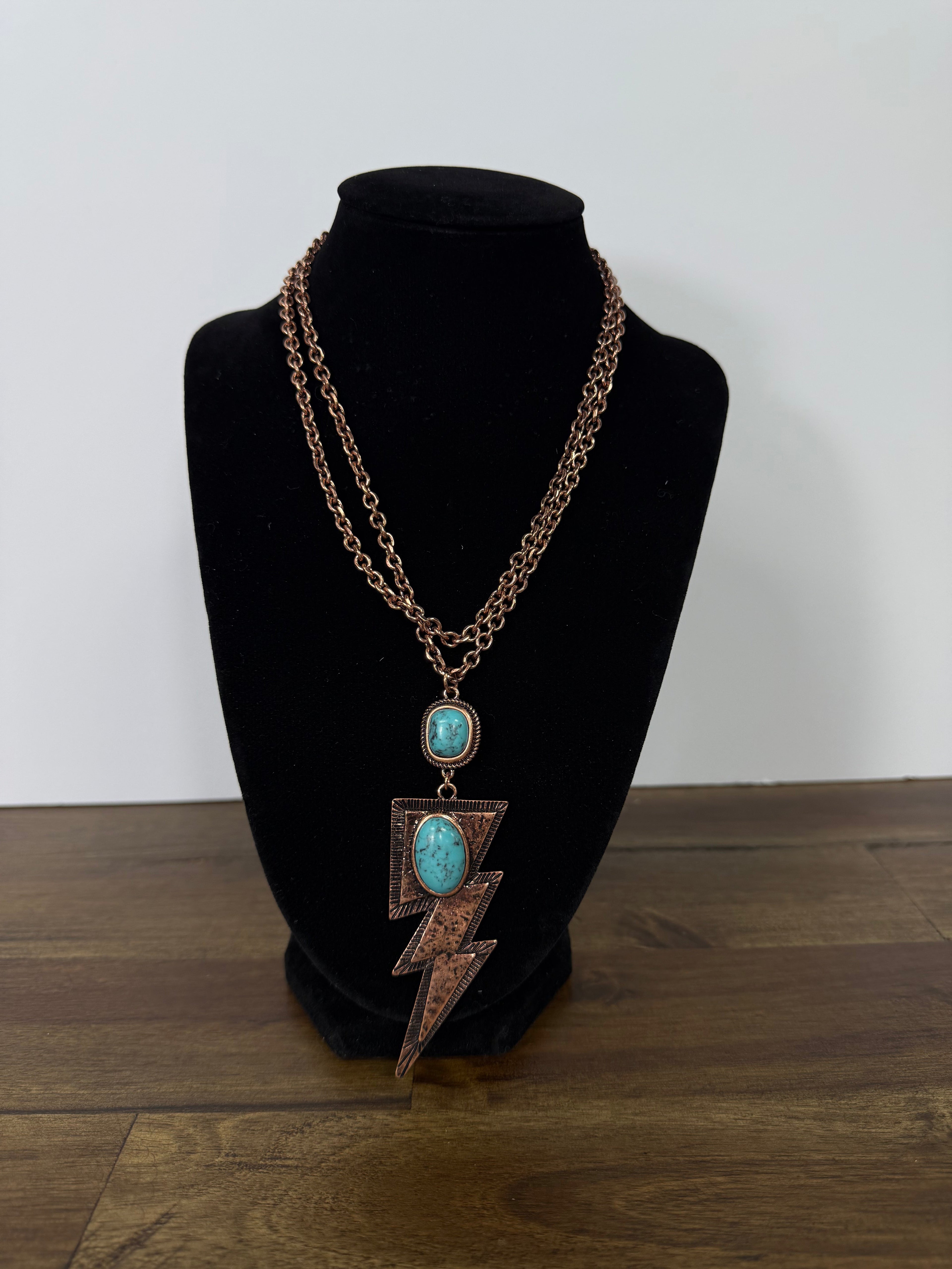 Large Lightning Bolt Stone Necklace (FINAL SALE)