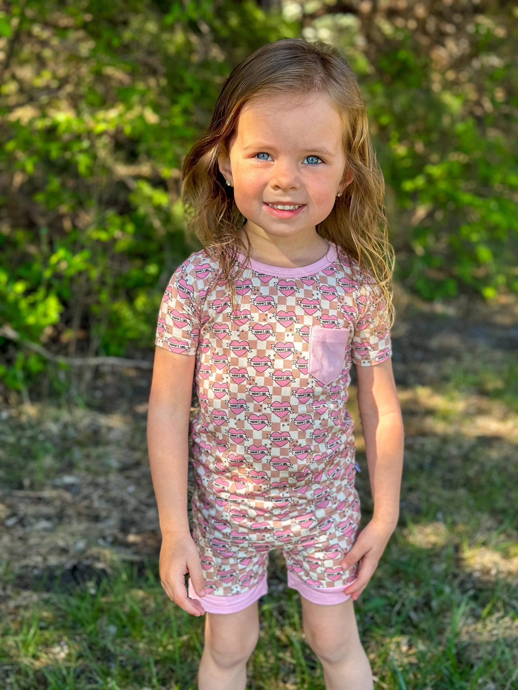 Checkered Mama's Girl Bamboo Short Set (FINAL SALE)