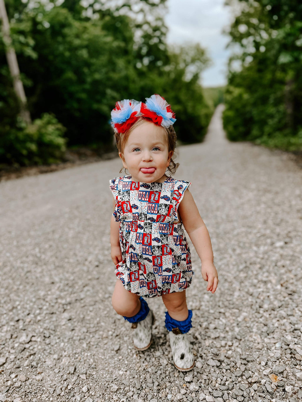 Western USA Ruffle Bamboo Romper (FINAL SALE)