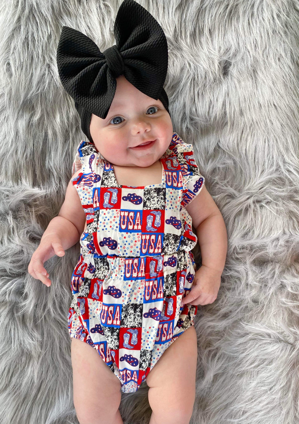 Western USA Ruffle Bamboo Romper (FINAL SALE)