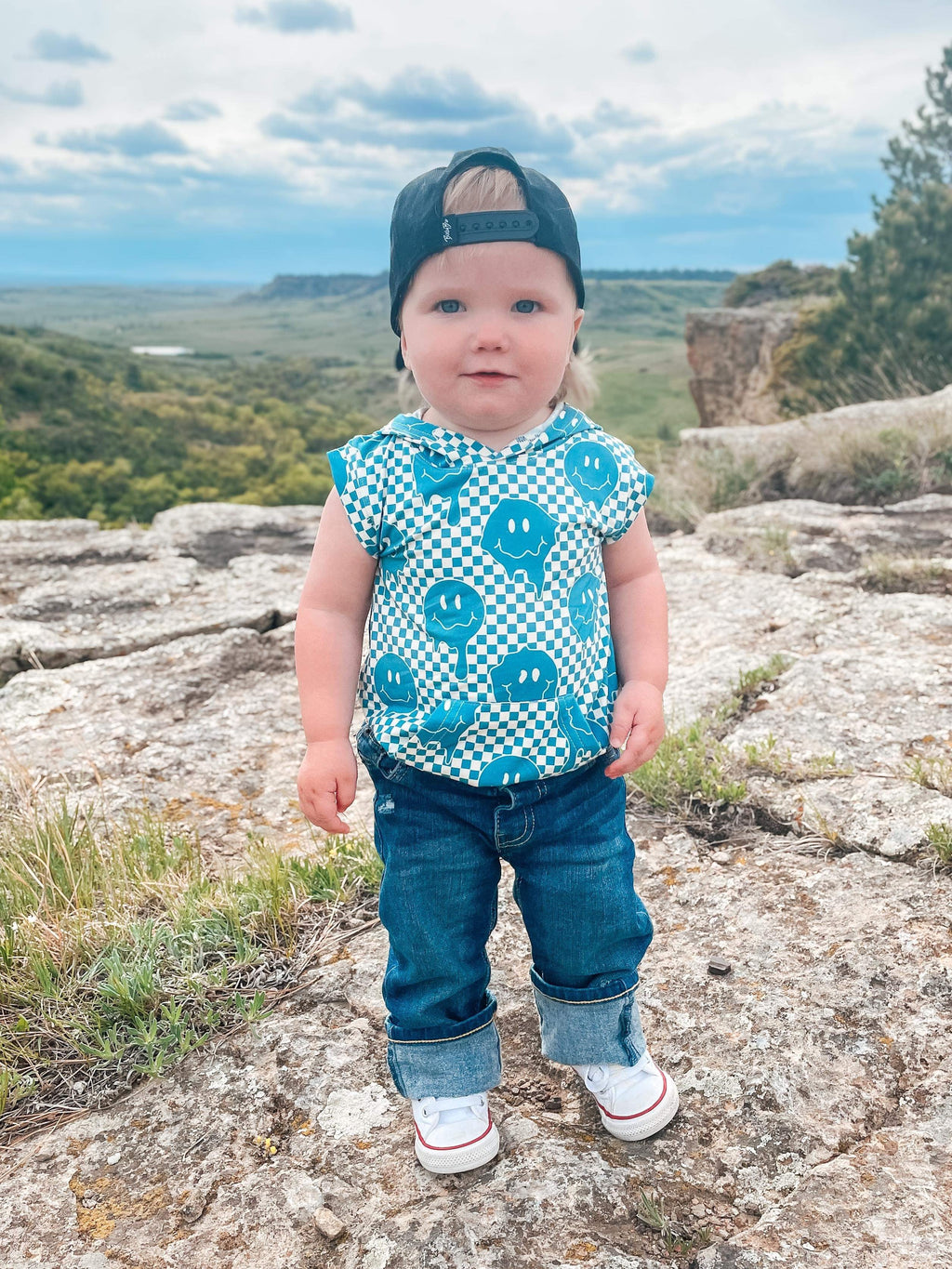 Blue Smiles Bamboo Romper (FINAL SALE)