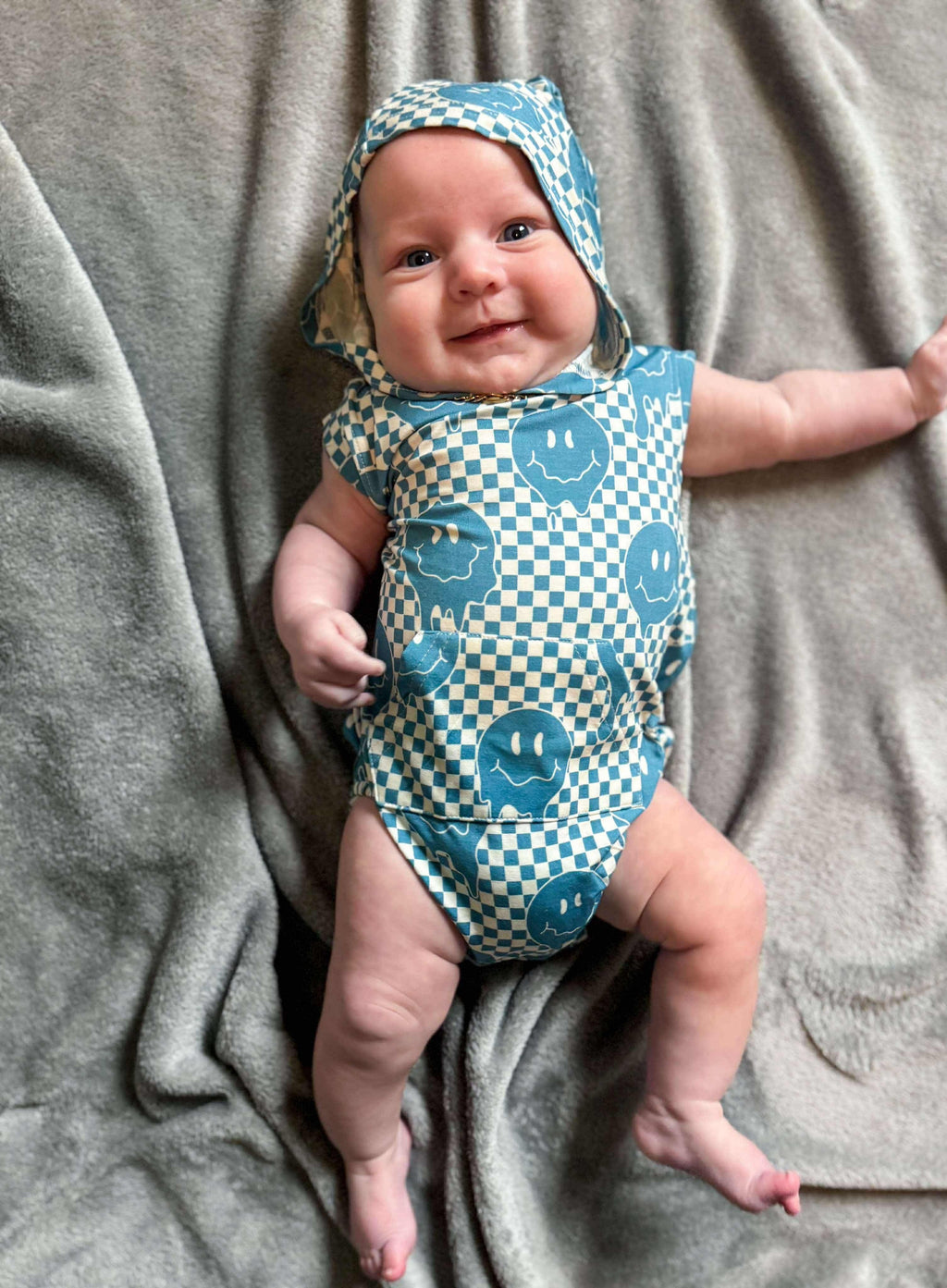 Blue Smiles Bamboo Romper (FINAL SALE)
