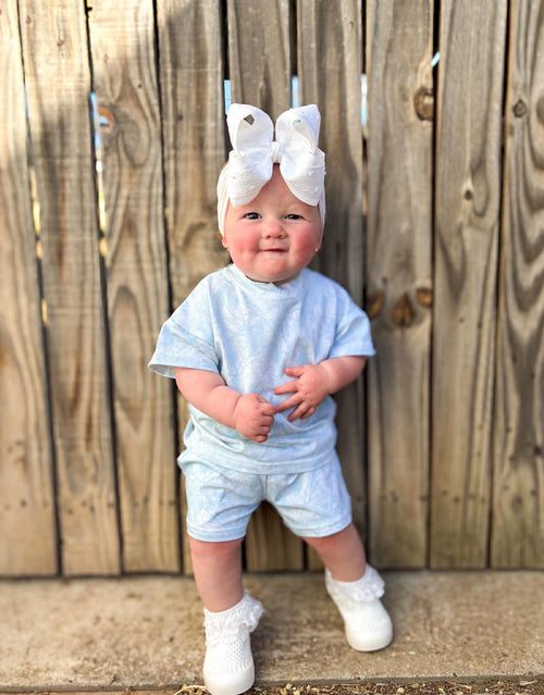 Blue camo short set