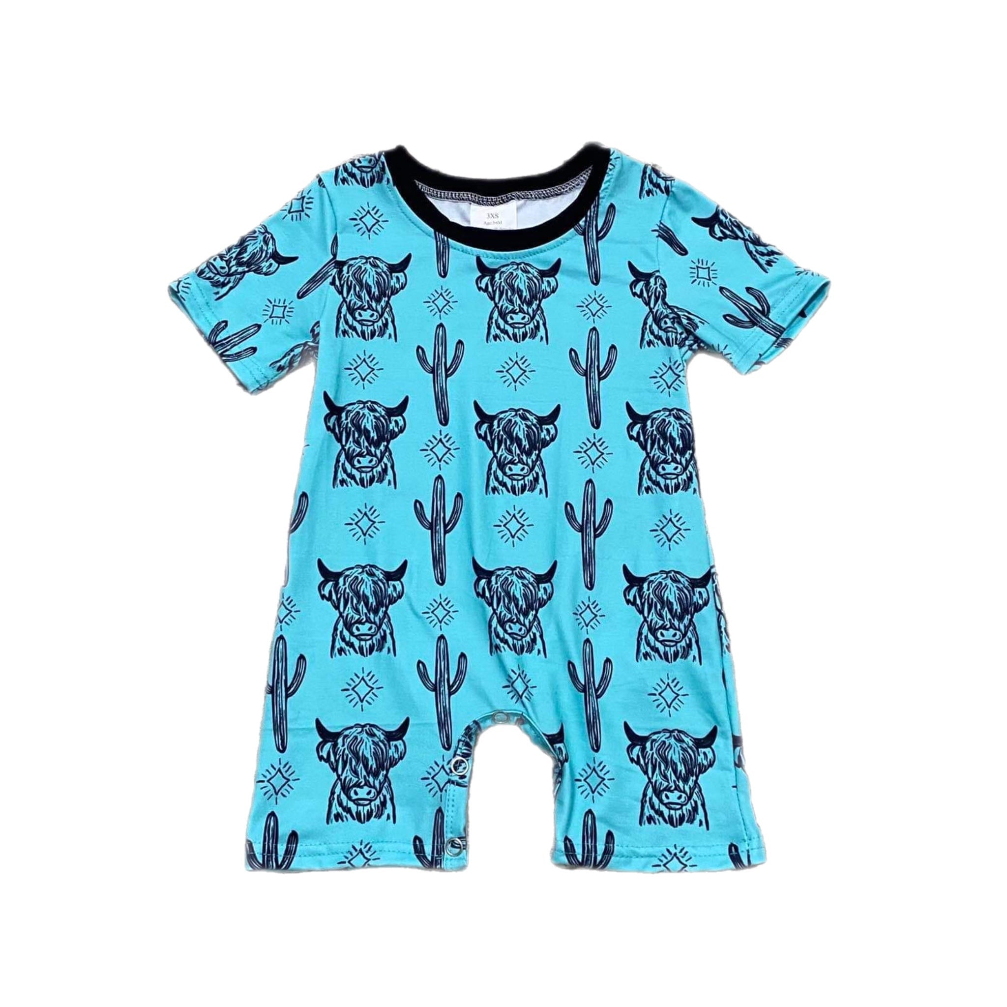 Blue Highland Boy romper