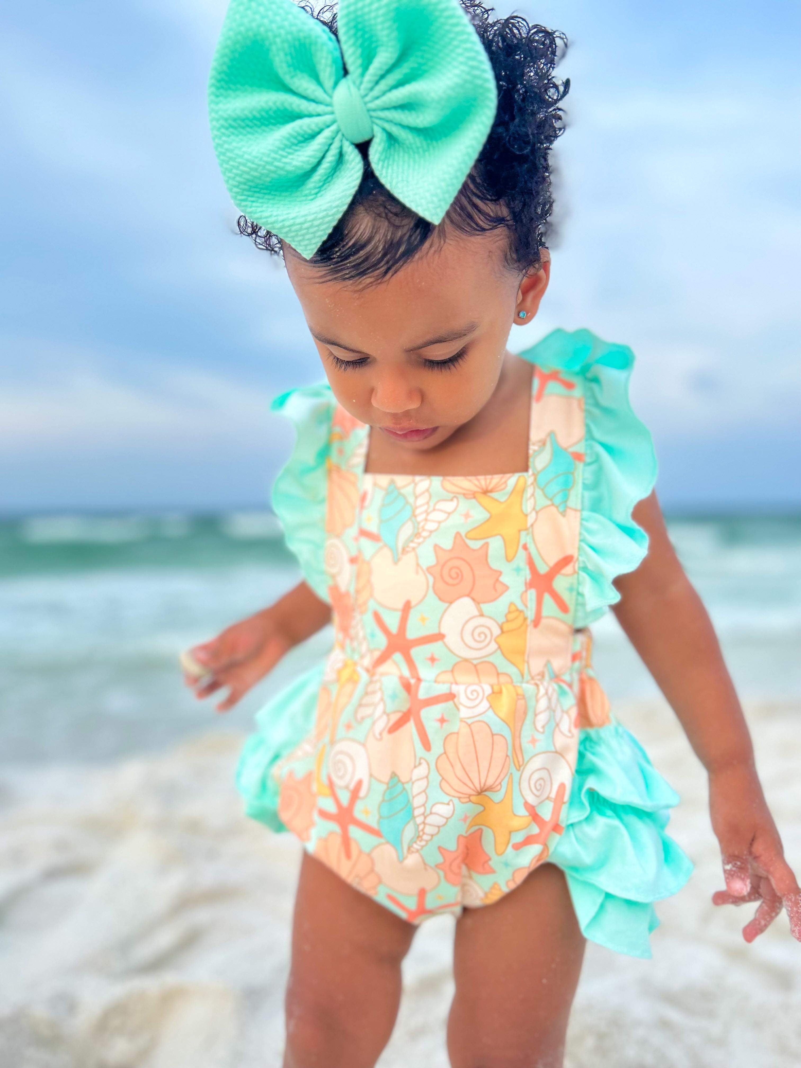 Beach Seashells ruffle Romper