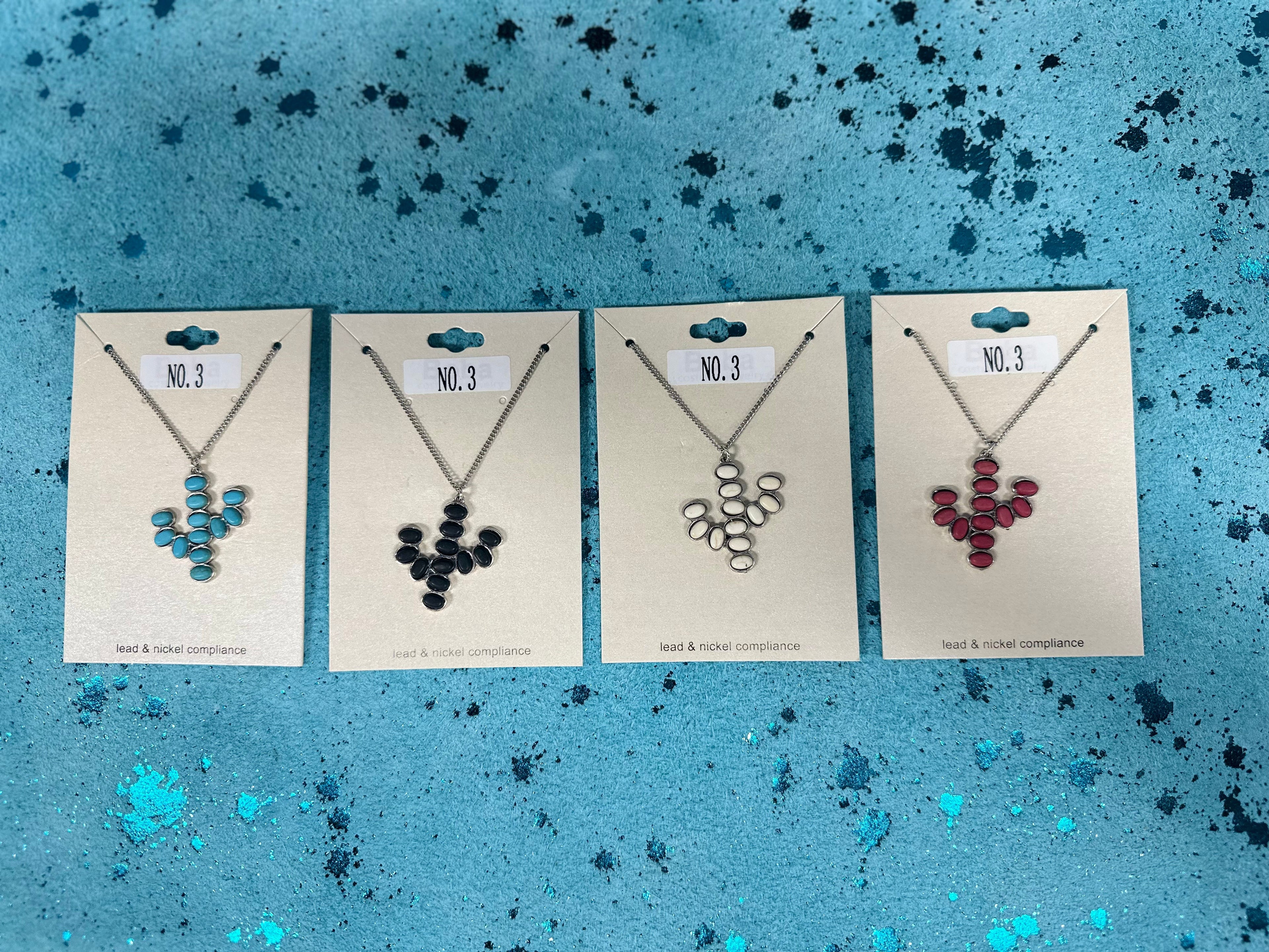 Cactus Stone Necklace (Multiple colors) (FINAL SALE)